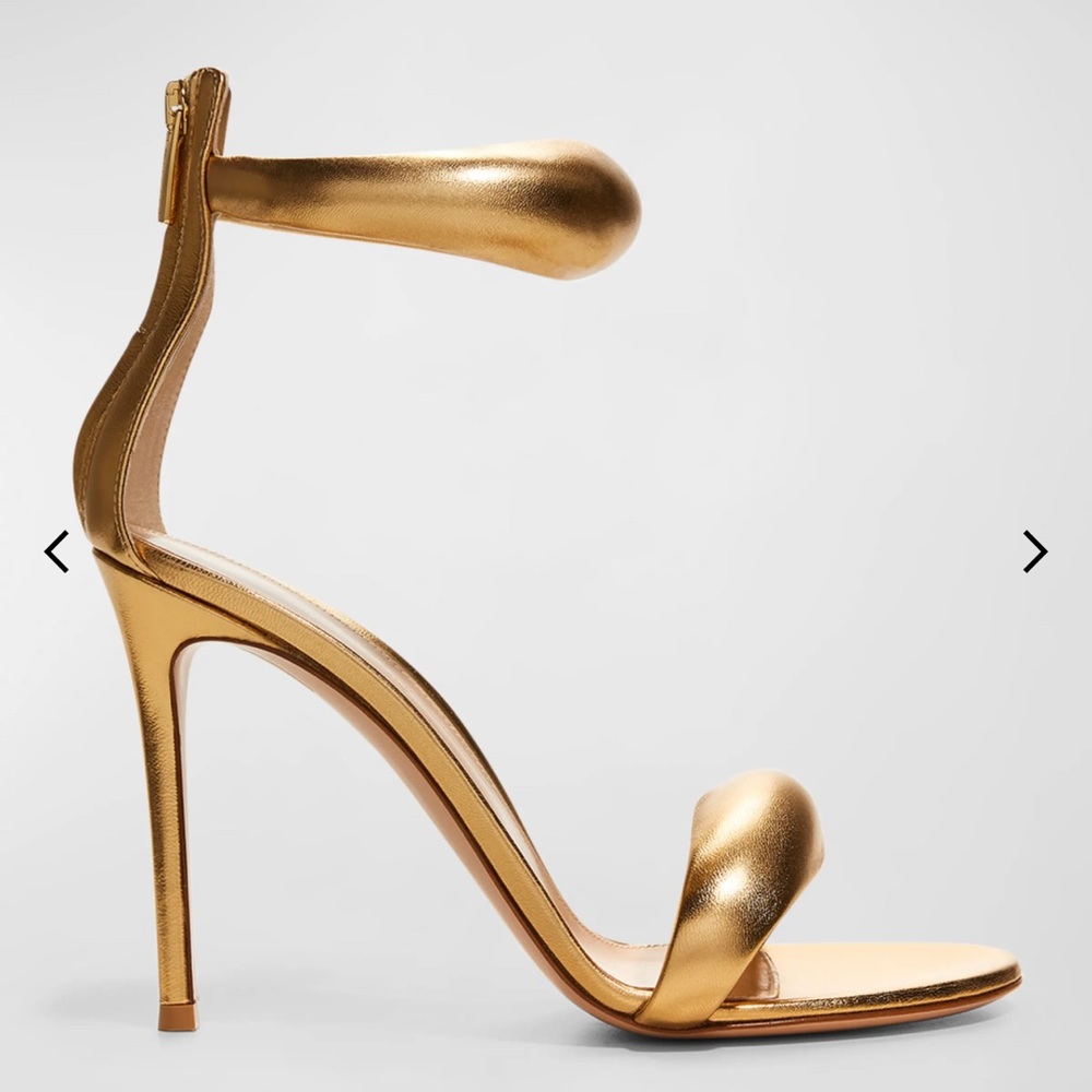 Gianvito Rossi - BIJOUX Metallic Napa Ankle-Cuff Stiletto Sandals, Mekong (Gold)